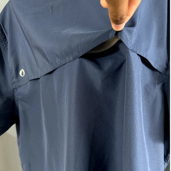 The American Outdoorsman Fishing Blue Button Up Mens Top Size XXL Short Sleeve - Picture 6 of 11